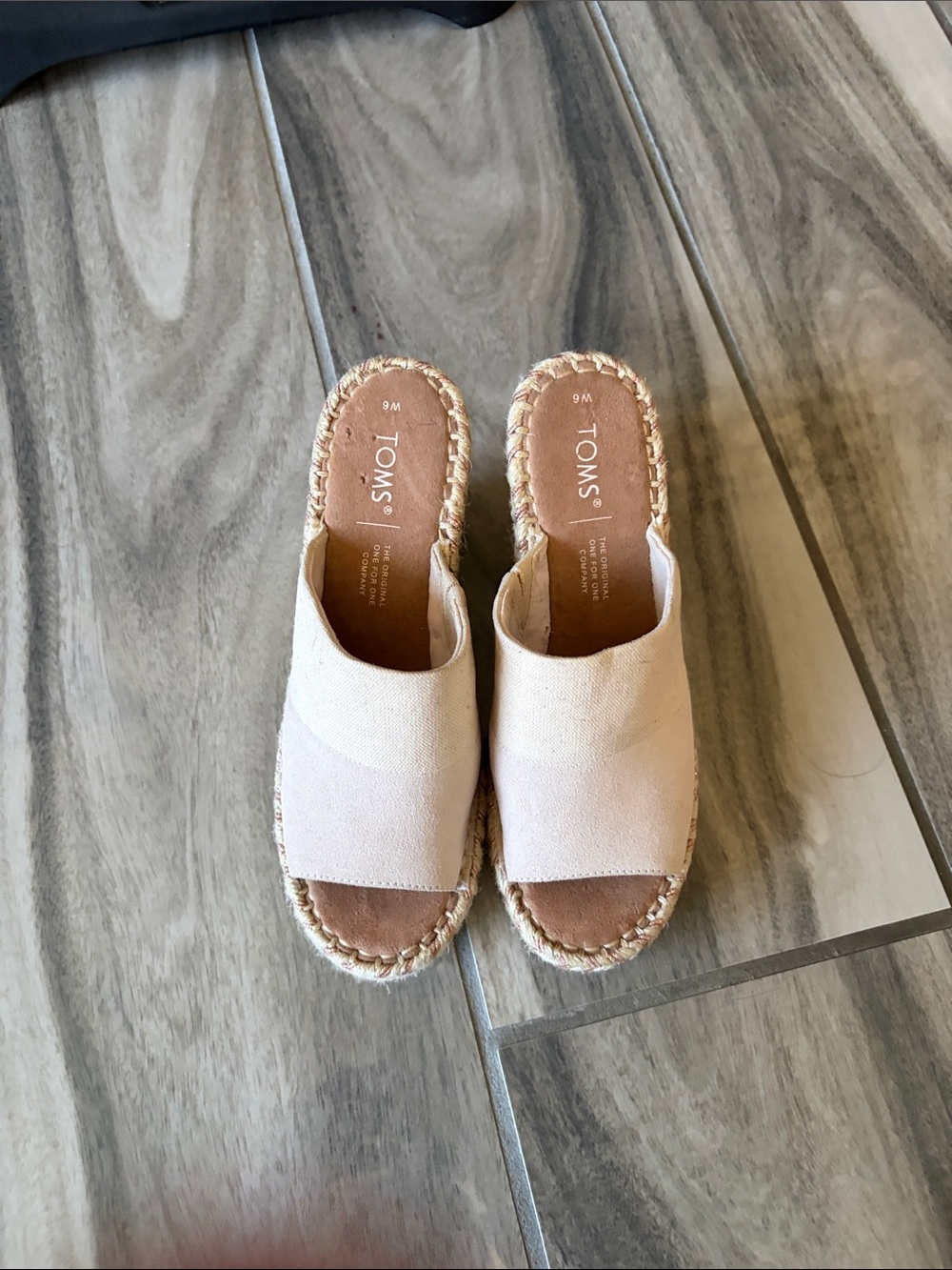 TOMS Women's Espadrille Slide Sandals in Beige Canvas